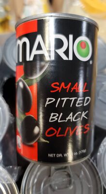 Mario, small pitted black olives front packaging