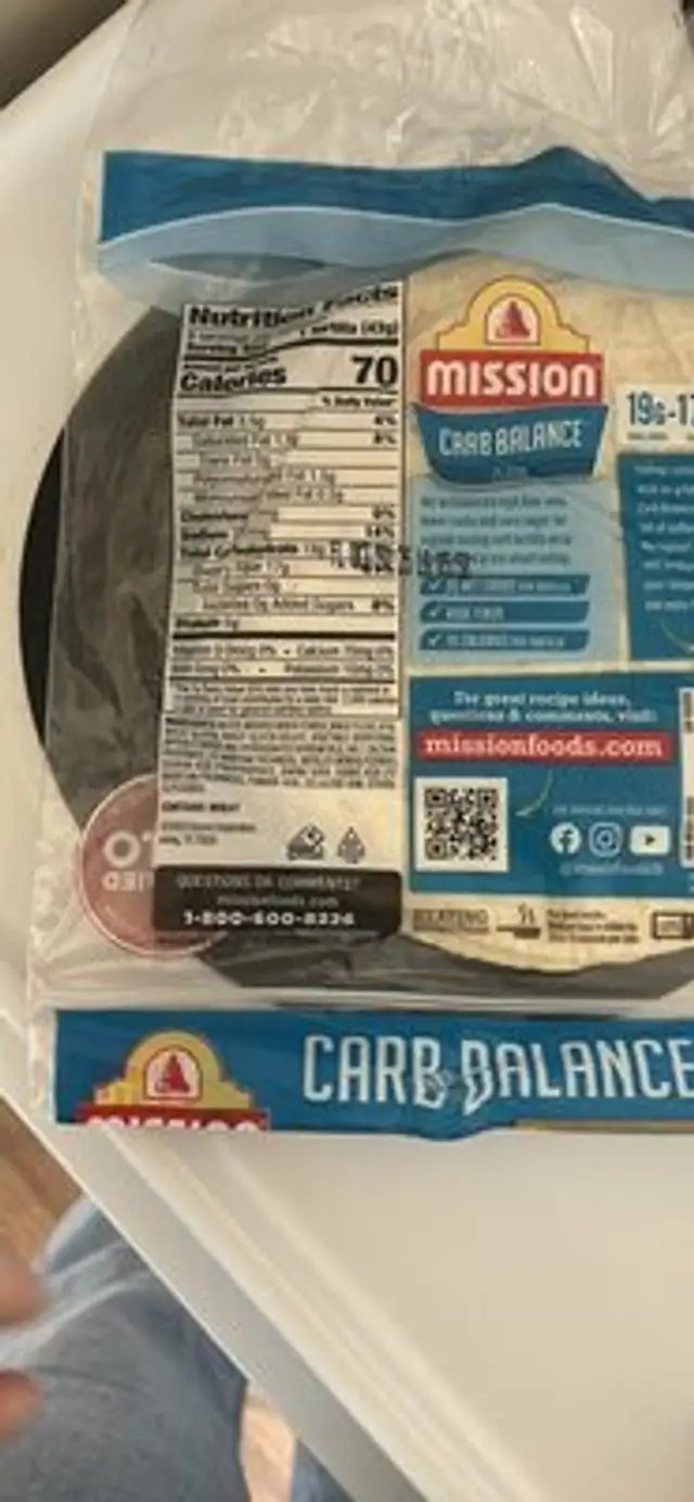 Tortilla nutrition facts table