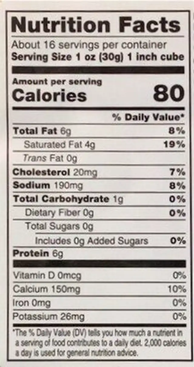 galbani cheese nutrition facts table
