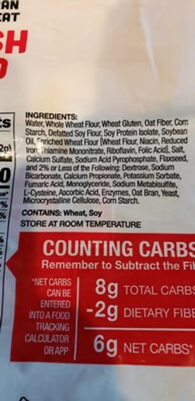 Lavash bread ingredients label
