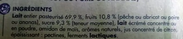 Yaourts aux fruits avec morceaux ingredients label