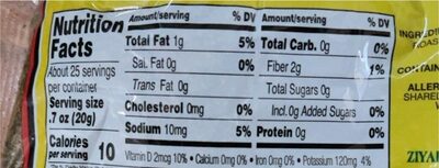 Green za'atar roasted thyme nutrition facts table