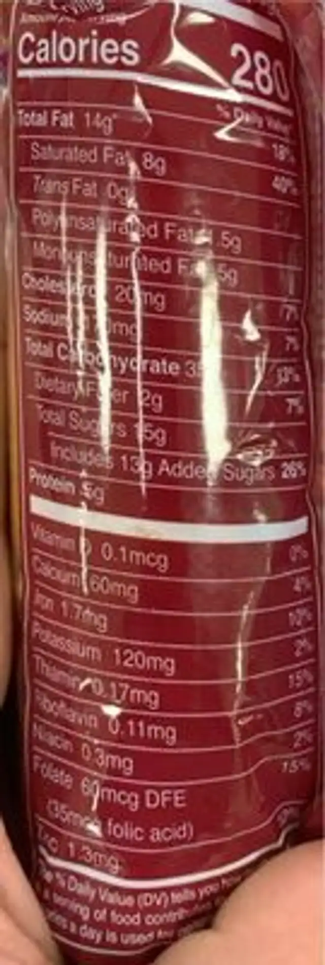 Croissant with chocolate filling nutrition facts table