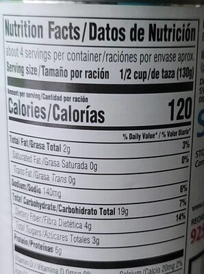 classic Garbanzo beans nutrition facts table