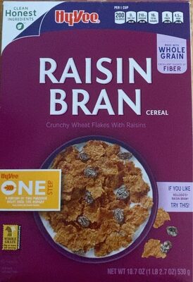Hy vee one step raisin bran crunchy wheat flakes