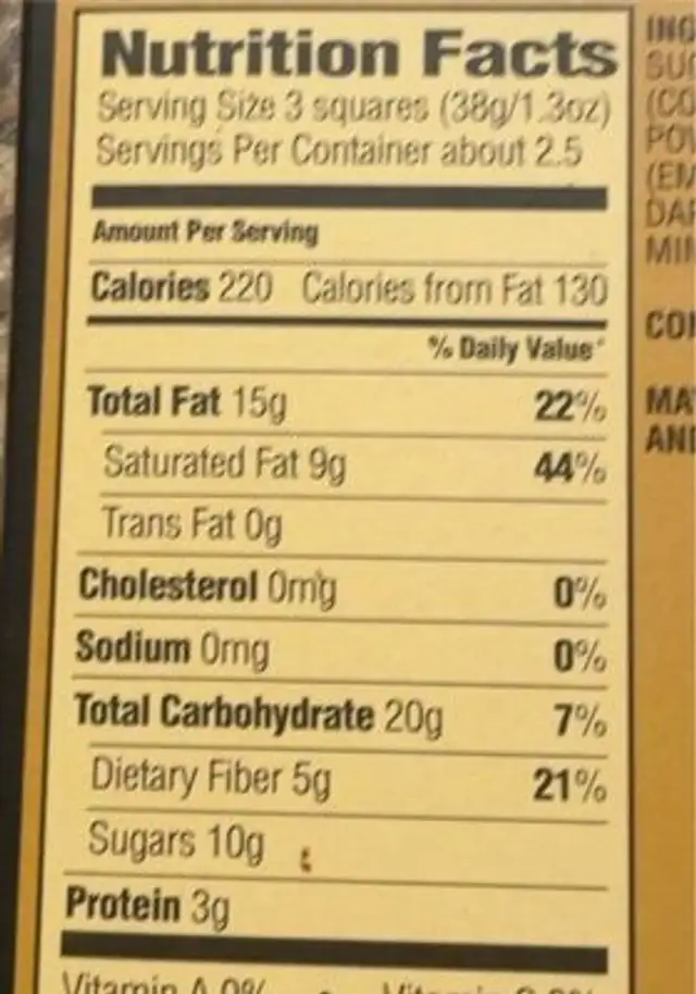 premium dark chocolate belgian chocolate nutrition facts table