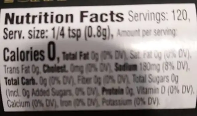 Steak Grilling Seasoning nutrition facts table