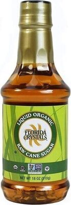 Liquid organic raw cane sugar front packaging