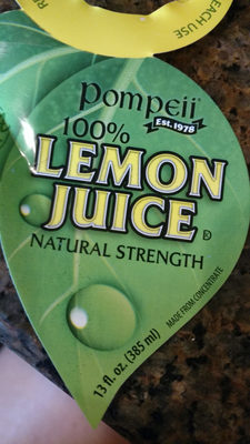 Pompeii lemon juice front packaging