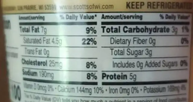 Creamy cheddar jalapeño cold pack cheese nutrition facts table
