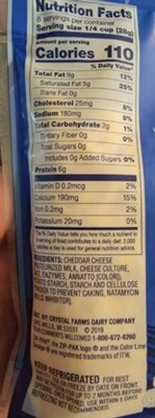 Wisconsin extra sharp cheddar natural cheese nutrition facts table