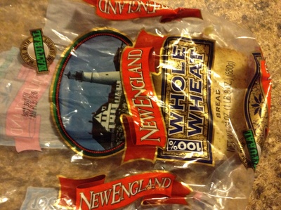 100% whole wheat bread front packaging
