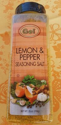 Gel, seasoning salt, lemon & pepper front packaging