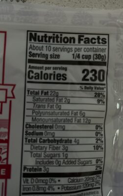 Pecan Halves nutrition facts table
