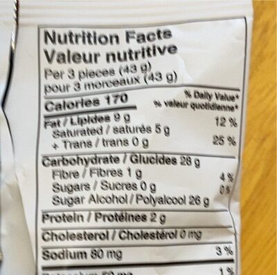 Peanut butter crunch nutrition facts table