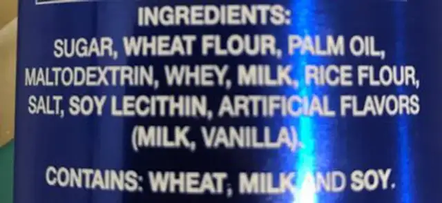 Luxury wafer ingredients label
