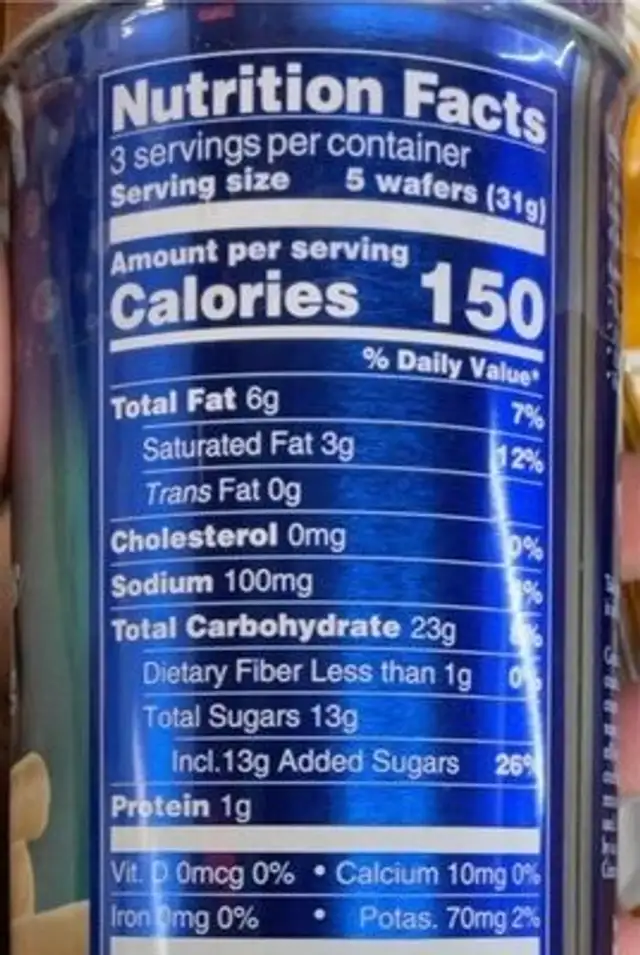 Luxury wafer nutrition facts table