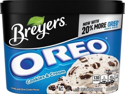 Oreo Cookies & Cream Frozen Dairy Dessert front packaging