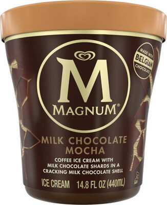 Milk chocolate mocha coffee ice cream with milk front packaging