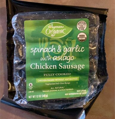 Spinach and garlic with asiago chicken sausage