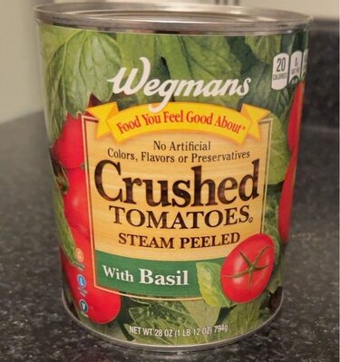Crushed tomatoes steam peeled woth basil