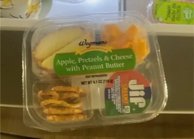 apple pretzels & cheese with peanut butter front packaging