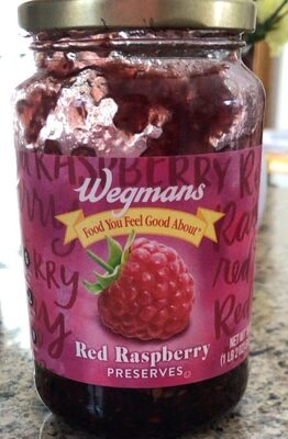 Red raspberry preserves front packaging