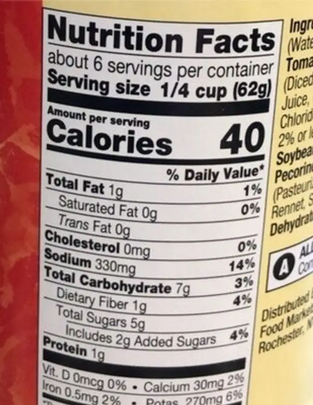 Wegmans Chunky Pizza Sauce nutrition facts table