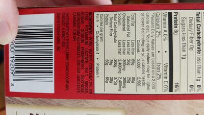 FULLY COOKED BREAKFAST PATTIES ingredients label