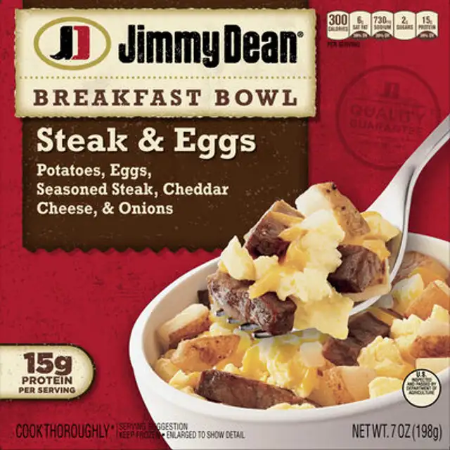 Jimmy dean, steak & eggs breakfast bowls front packaging