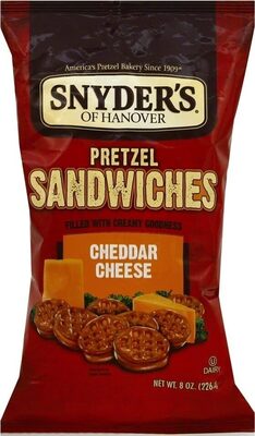 Cheddar cheese pretzel sandwiches front packaging