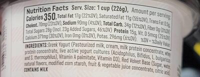 Cabot red velvet nutrition facts table
