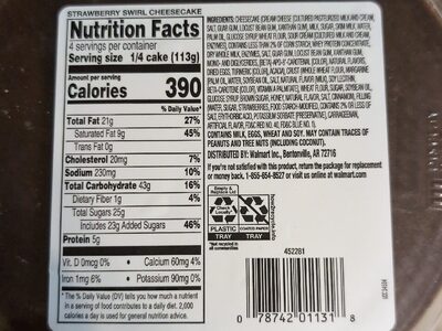 Strawberry Swirl Cheesecake nutrition facts table