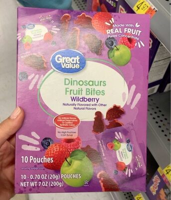 Dinosaurs fruit bites front packaging