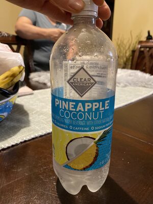 Clear american, sparkling water beverage, pineapple coconut, pineapple coconut