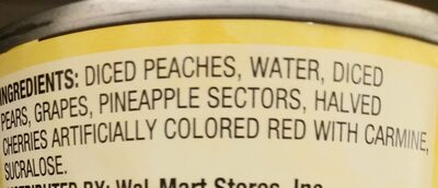 Fruit cocktail ingredients label