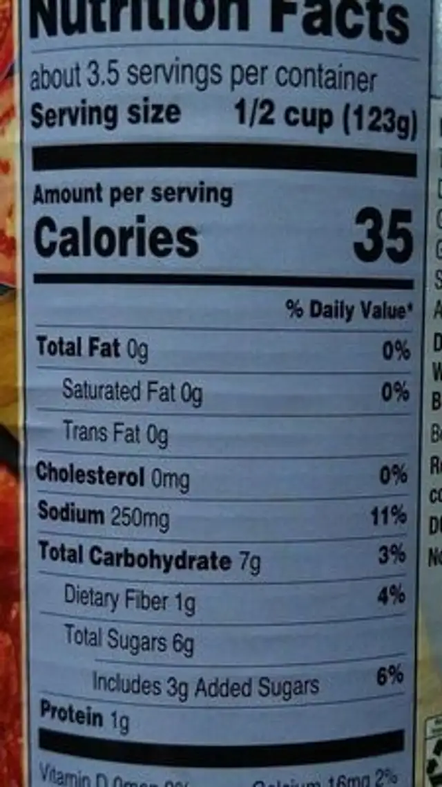 Italian Stewed Tomatoes nutrition facts table