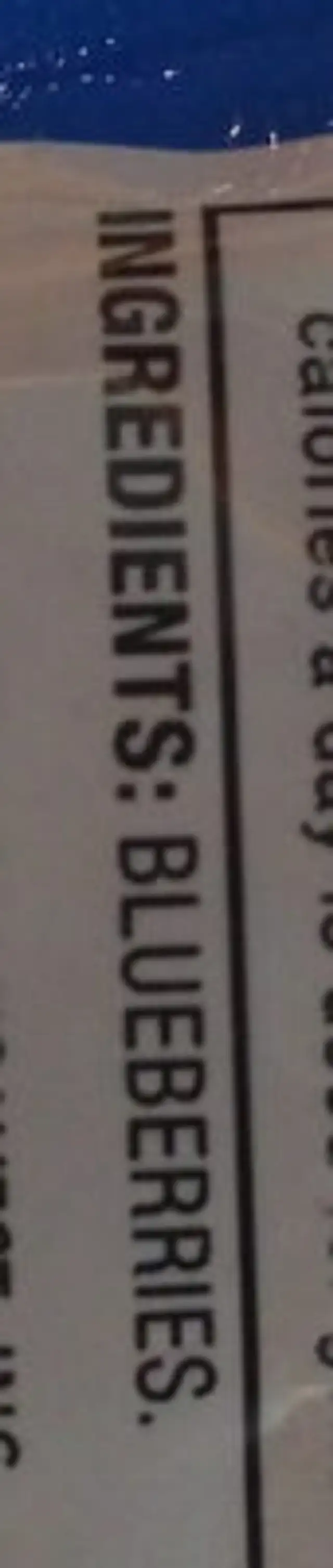 Natural Blueberries ingredients label