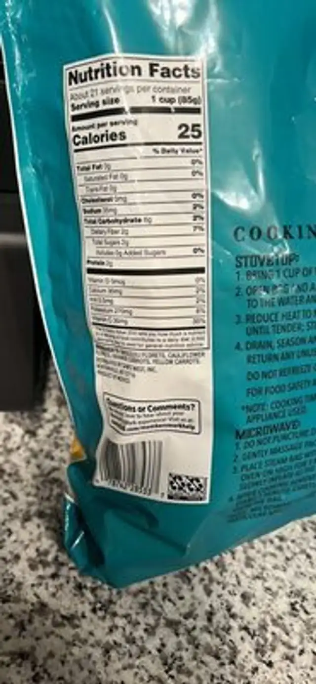 Broccoli Normandy nutrition facts table