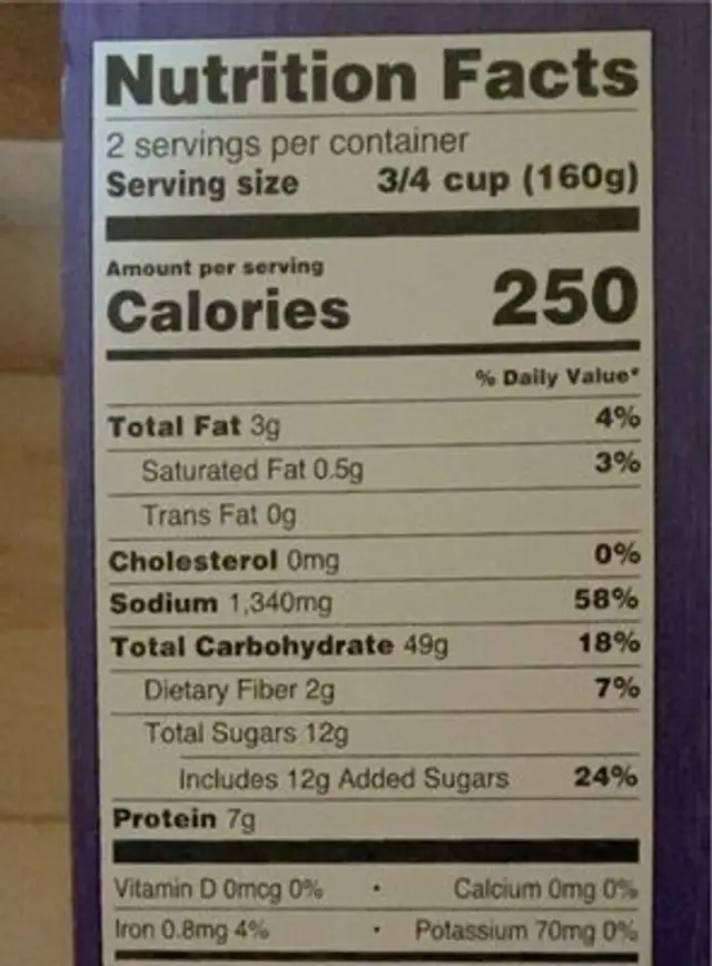 Chow Mein Nooes Meal Kit nutrition facts table