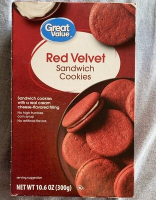 Red Velvet Sandwich Cookies front packaging