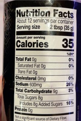 Sauce for Broccoli Beef nutrition facts table