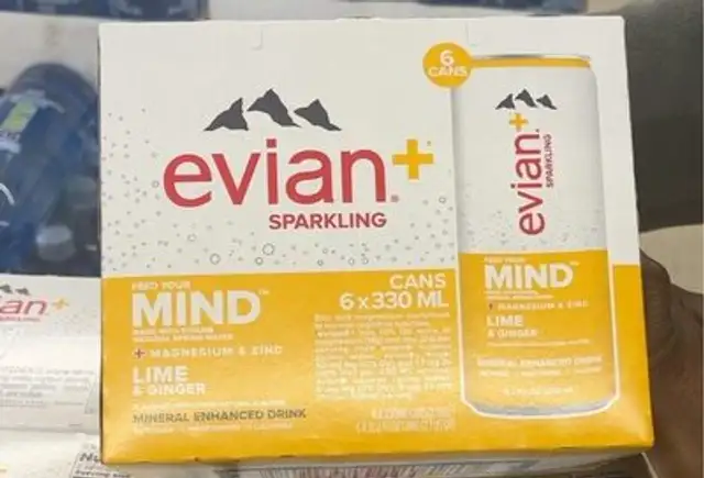 Evian sparkling front packaging