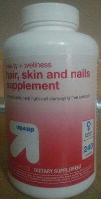 hair, skin and nails supplement front packaging