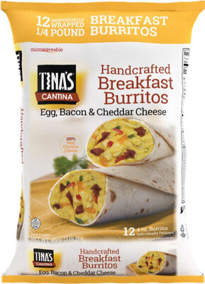 Bacon & Cheddar Cheese Handcrafted Breakfast Burritos