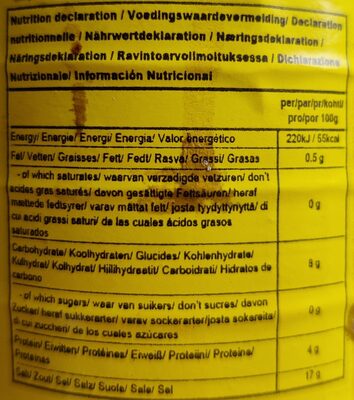 Special soy sauce nutrition facts table
