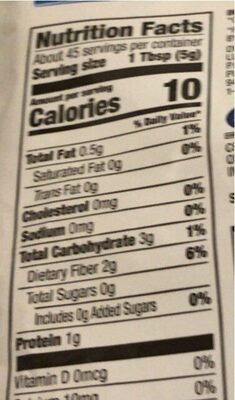 100% Cocoa Powder Unsweetend nutrition facts table
