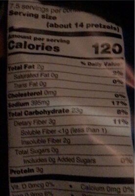 Original Sea Salt Sprouted 100% Whole Grain Wheat Pretzel Shells nutrition facts table