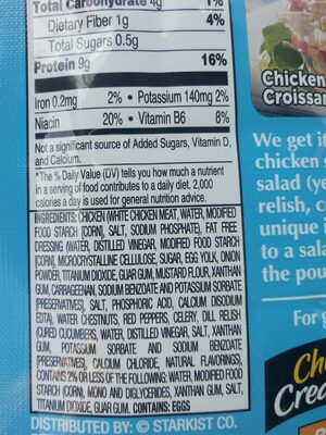 Chicken Creations Premium White Chicken Salad ingredients label