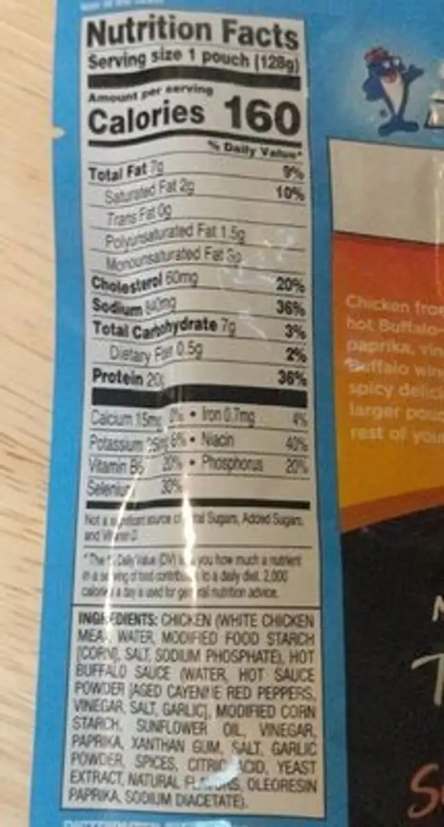 Chicken creations bold buffalo style premium nutrition facts table
